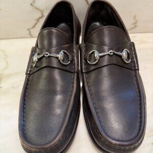 Gucci Horsebit Loafers Brown Leather Slip On Dress Shoes Men's Size 11 D